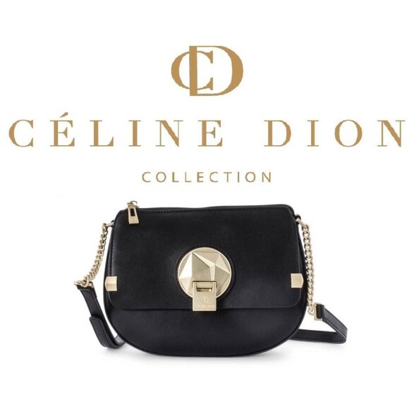 Celine Dion Octave Leather Crossbody Bag Black - Picture 1 of 14